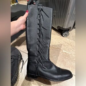 Valentino Leather Riding boot with side fringe